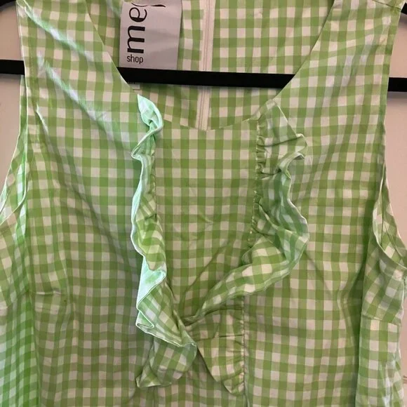 Green Gingham Dress with Ruffle - Picture 4 of 8